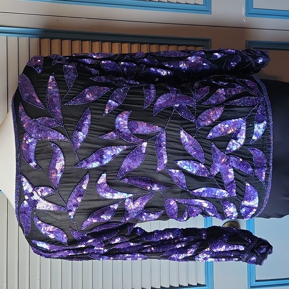 Vintage Black and Purple Sequin Top - Picture 9 of 12